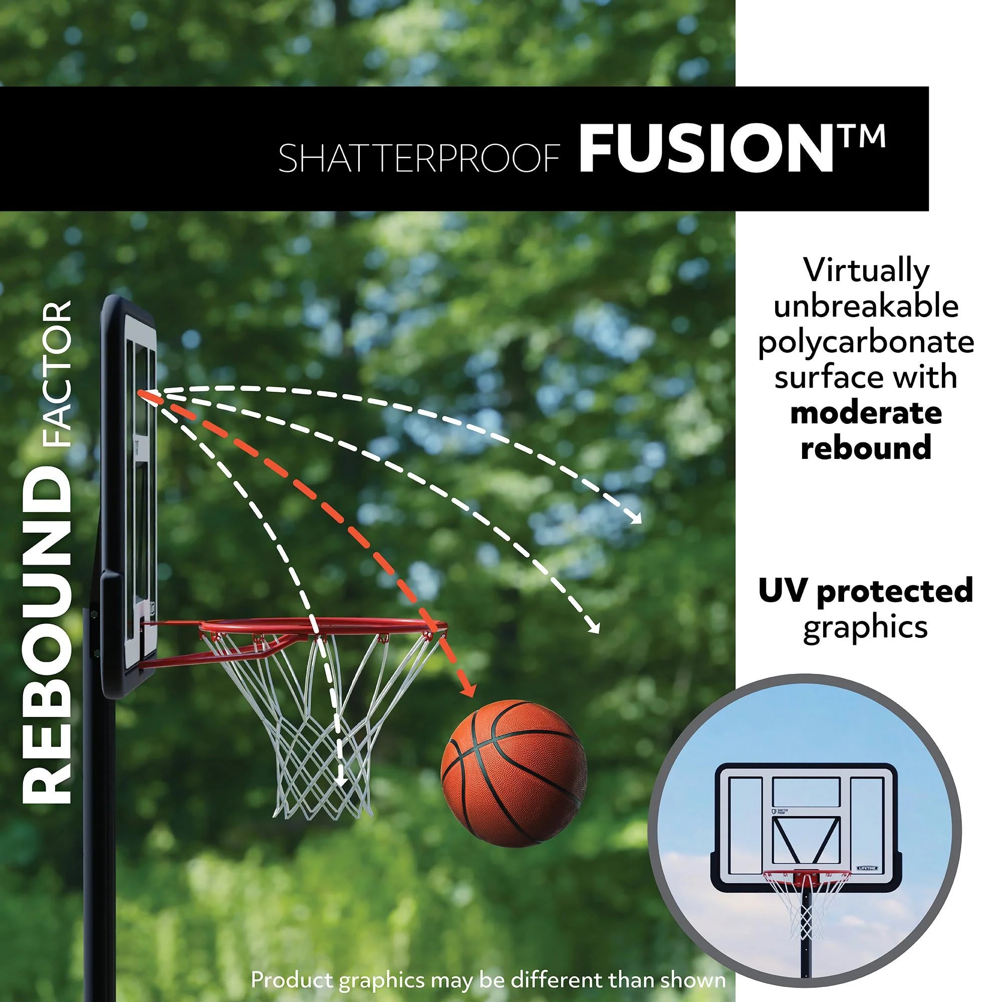 Lifetime 44-Zoll verstellbarer tragbarer Basketballkorb aus Polycarbonat – 90114