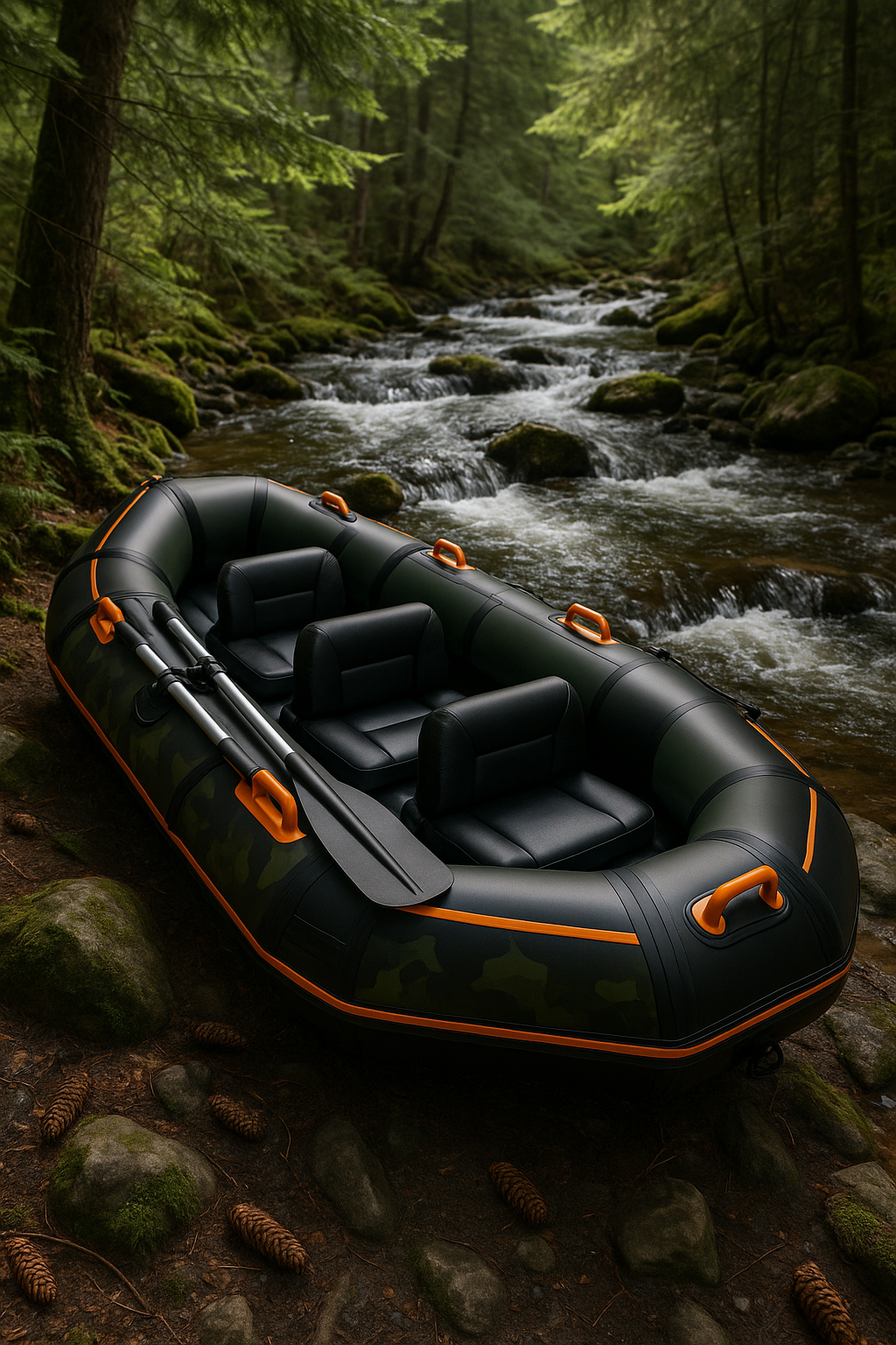 Bateau gonflable en PVC vert et noir pour rivière et lac, 300 x 150 x 48 cm, avec fonction de montage OzOxIcf512CP