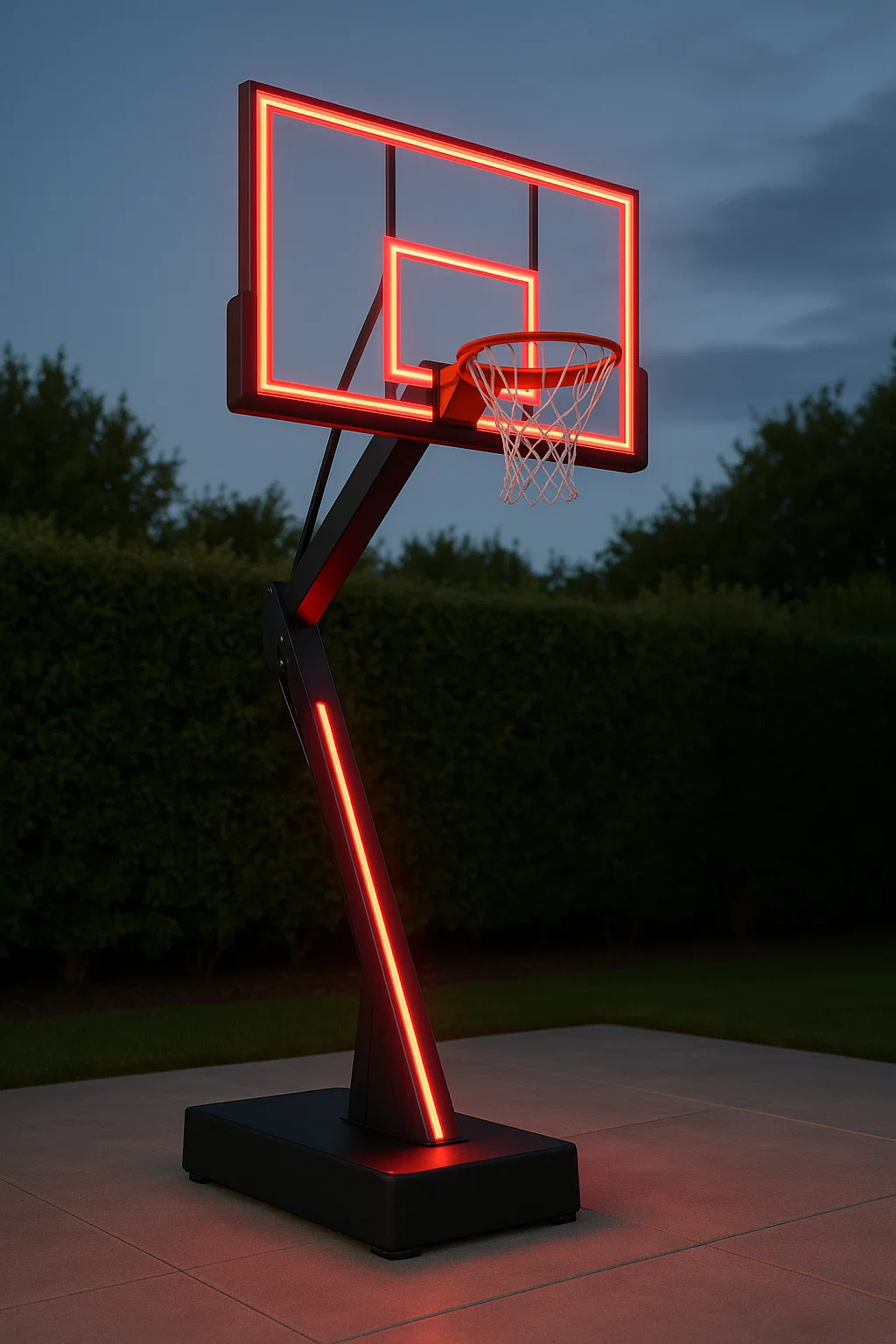 Panier de basket-ball d'extérieur en acier noir et rouge 75×71×205 cm VYNtQAnr99et