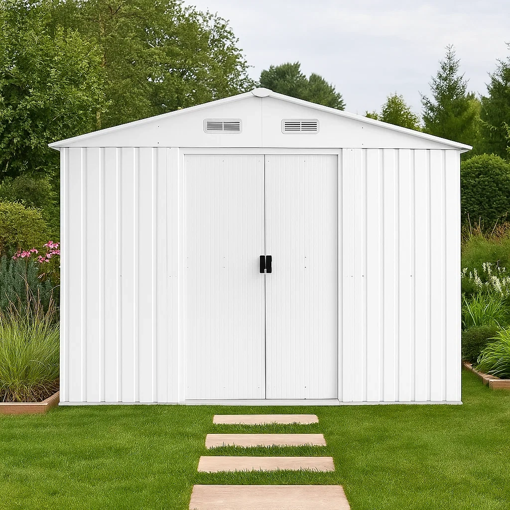 Abri de jardin en acier galvanisé blanc, 7,03 m² - YAeihRw133je