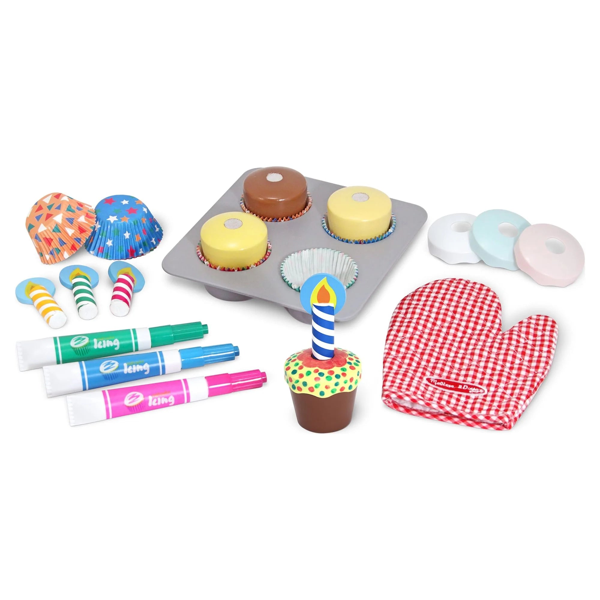 Melissa & Doug Holz-Spielset zum Backen und Dekorieren von Cupcakes – FSC-zertifiziert
