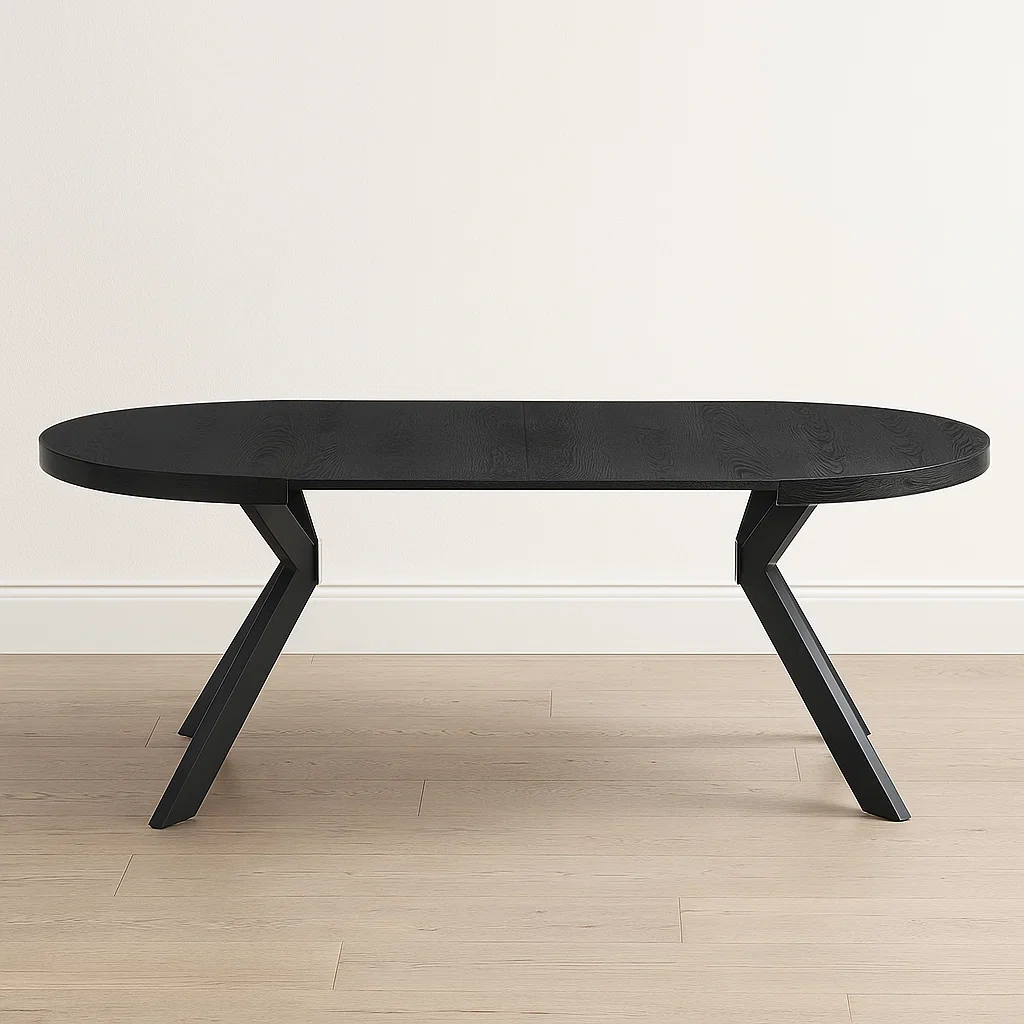Table de salle à manger extensible d'intérieur en MDF noir 220×120×76 cm - CAC7hT4v1lD9