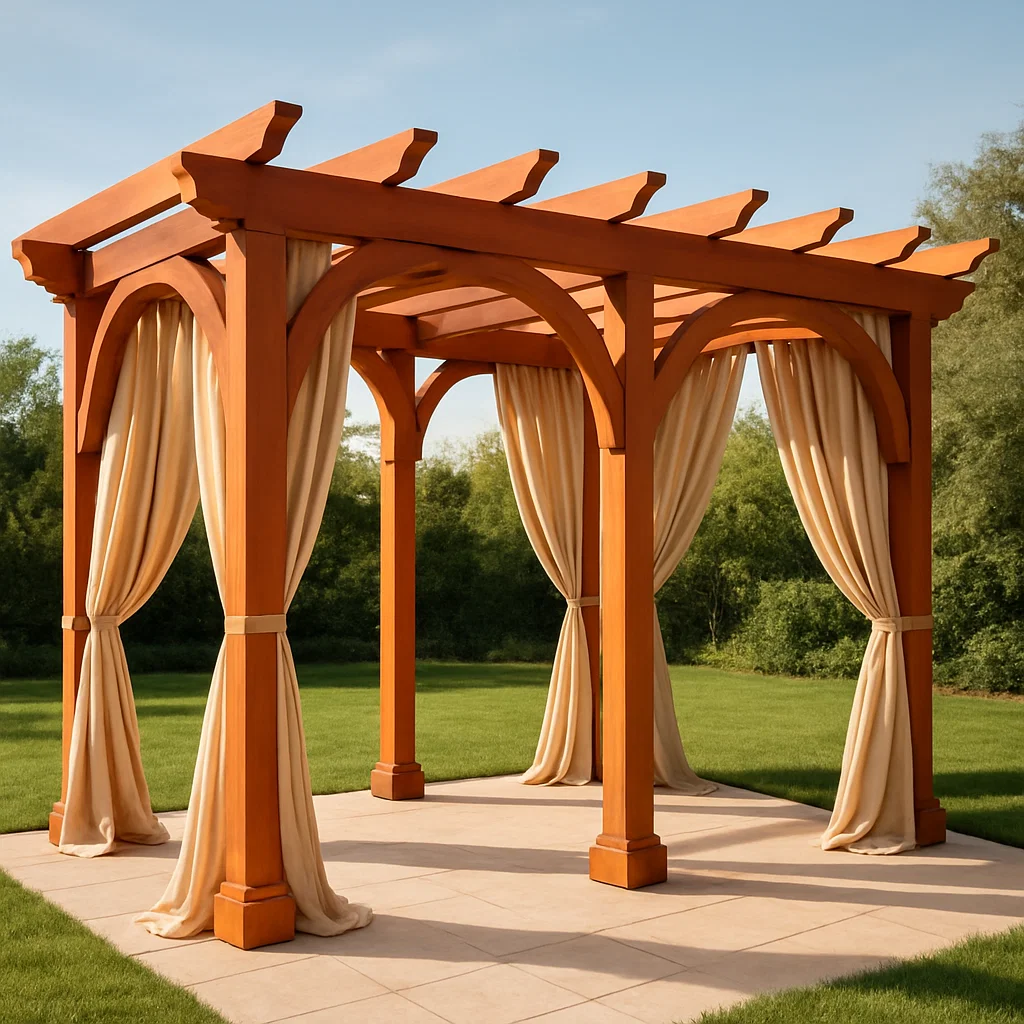 Pergola de jardin en bois - Couleur terre cuite - pour usage extérieur - 400 cm de long x 280 cm de haut x 330 cm de profondeur ZmJJjMN319LO