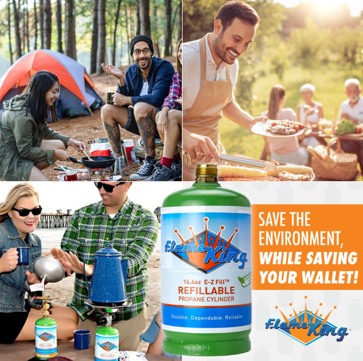 Flame King 1-Pfund-Nachfüll-Propangasflasche mit Nachfüllset