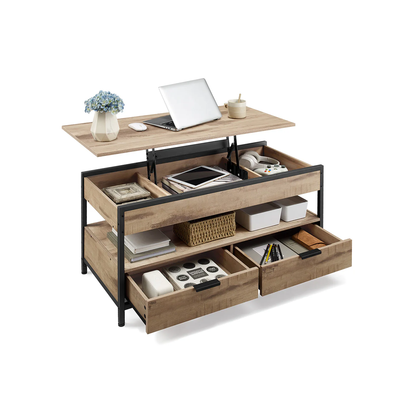 VASAGLE Couchtisch mit Hubfunktion