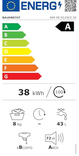 Bauknecht B6R 88 SILENCE DE Waschmaschine (Modelljahr 2025) / 8 kg / Frontlader / Extrem leise / Energieeffizienzklasse A-20 % / 1400 U/min / ZEN-Motor / Sehr leise / Steam 3.0 – 3 leistungsstarke Dampftechnologien