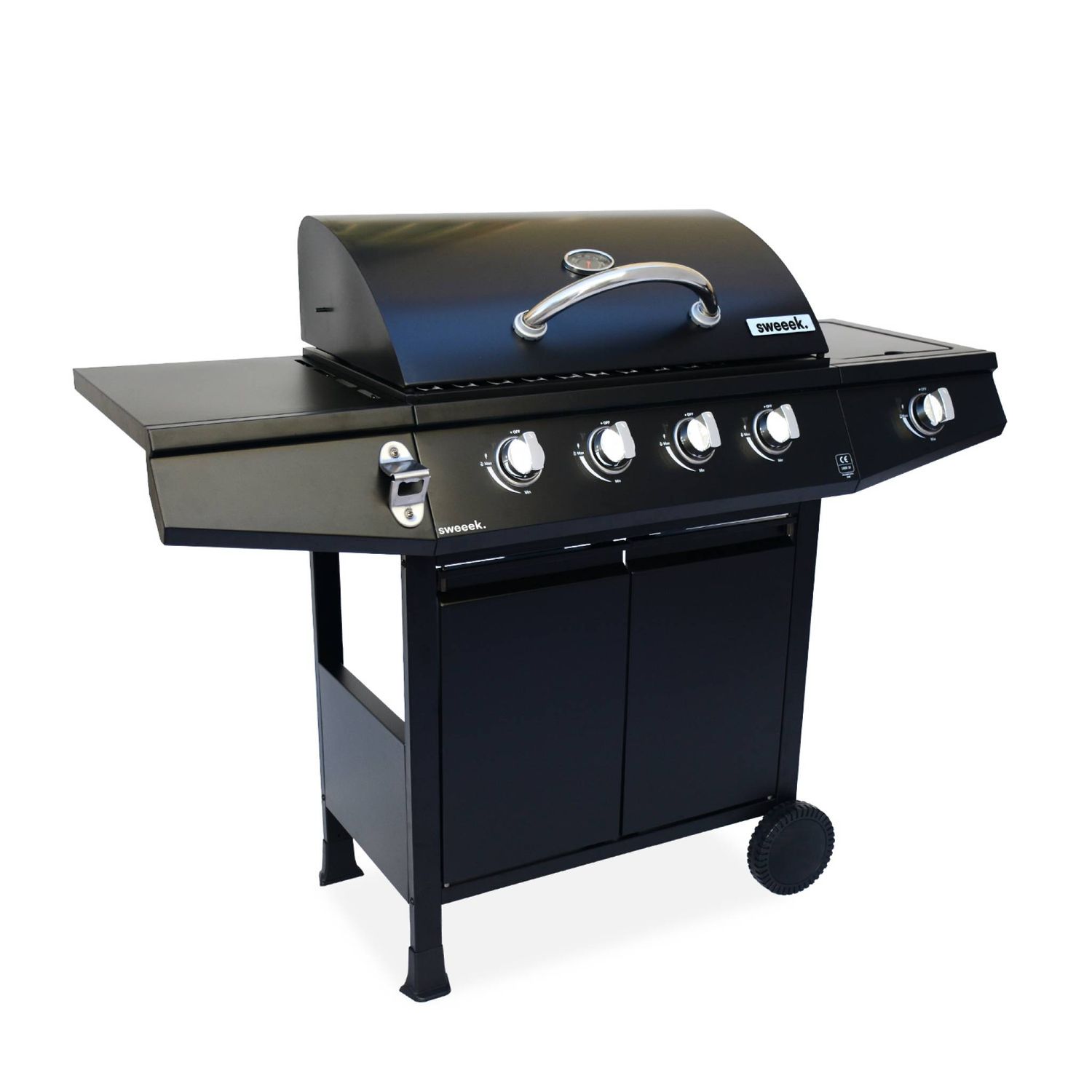 Gasgrill - Treville 4 Schwarz - 4 Brenner + 1 Kochfeld