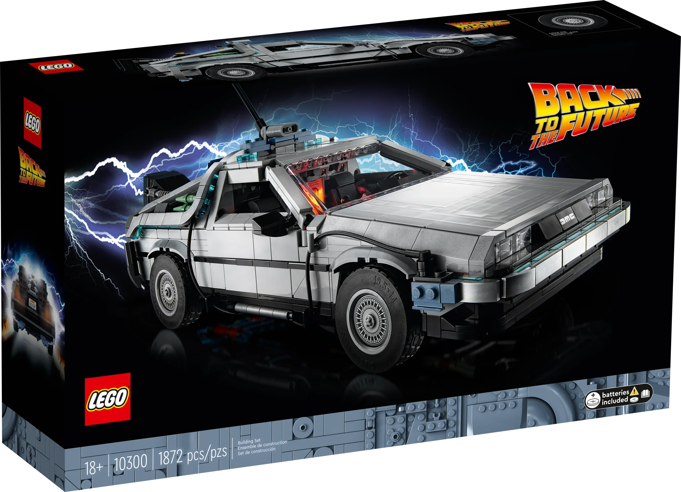 LEGO Icons Zurück in die Zukunft Zeitmaschine 10300 – DeLorean Auto-Bauset, inspiriert vom Filmklassiker