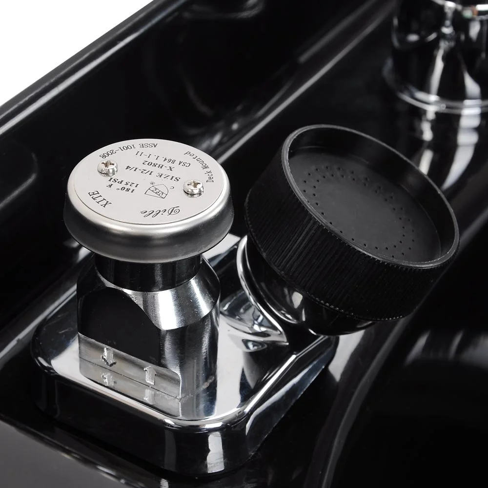 Shampoo-Einheit 2025 mit Gel-Kopfstütze, Haarhalterung und CUPC-zertifizierter Anti-Vakuum-Vorrichtung. Für Friseursalons, Spas oder den Heimgebrauch. Vormontiert.