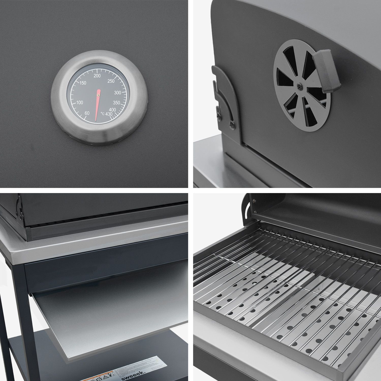 Holzkohlegrill, Edelstahl, Chromrost, 2