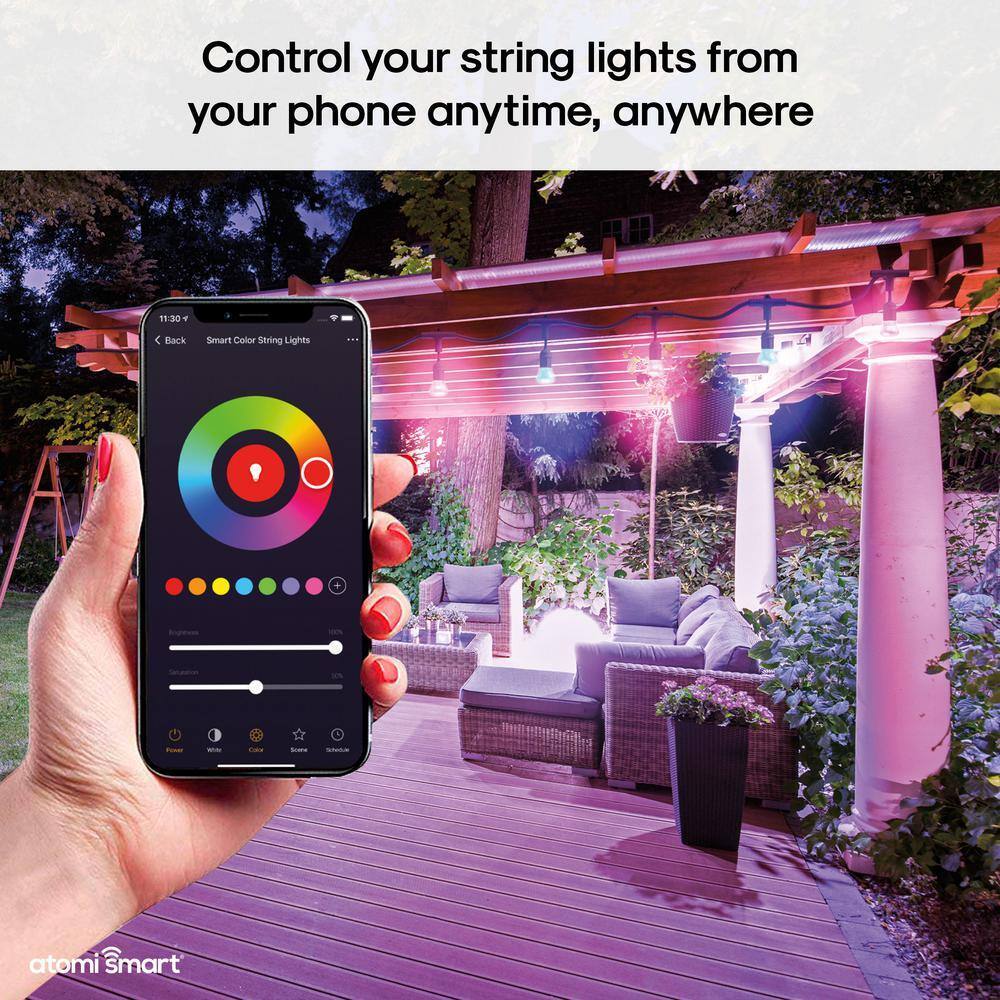 Atomi Smart WiFi Lichterkette – 7,3 m. Kompatibel mit Alexa/Google. Wasserdichte LEDs.