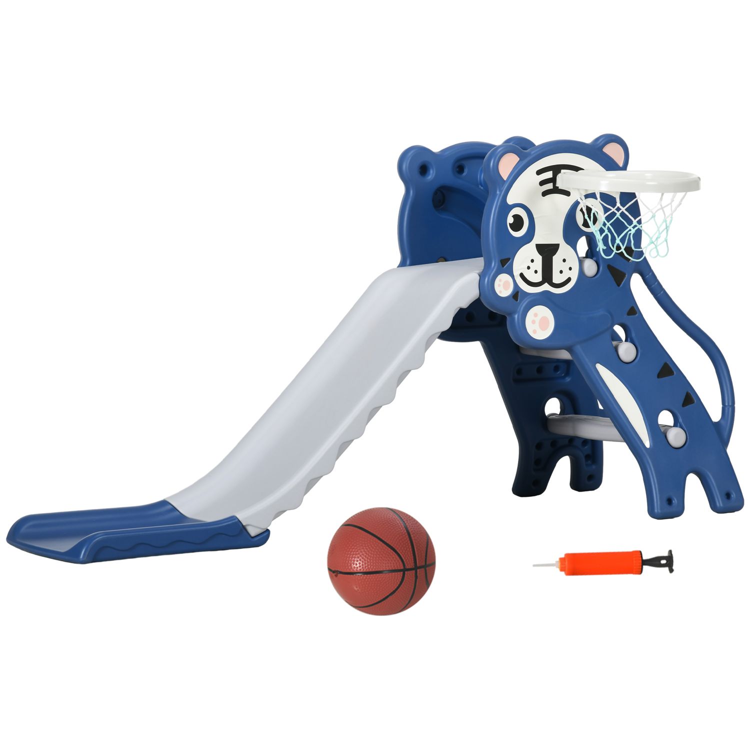 Aiyaplay 3-in-1 Kinderrutsche mit blau-grauem Tigermuster