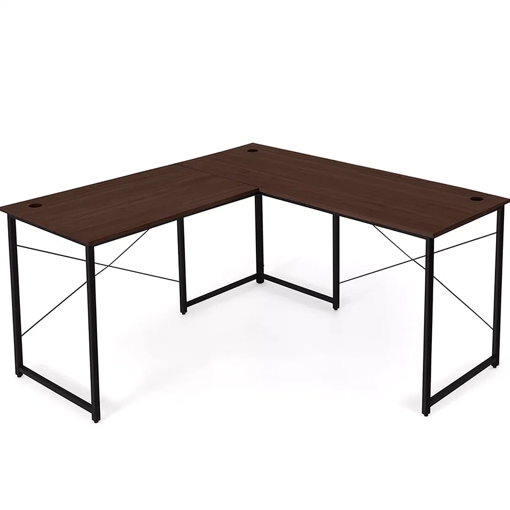 Bureau d'ordinateur en L 150 x 120 x 75 cm, marron et noir - hvQfilp293LU