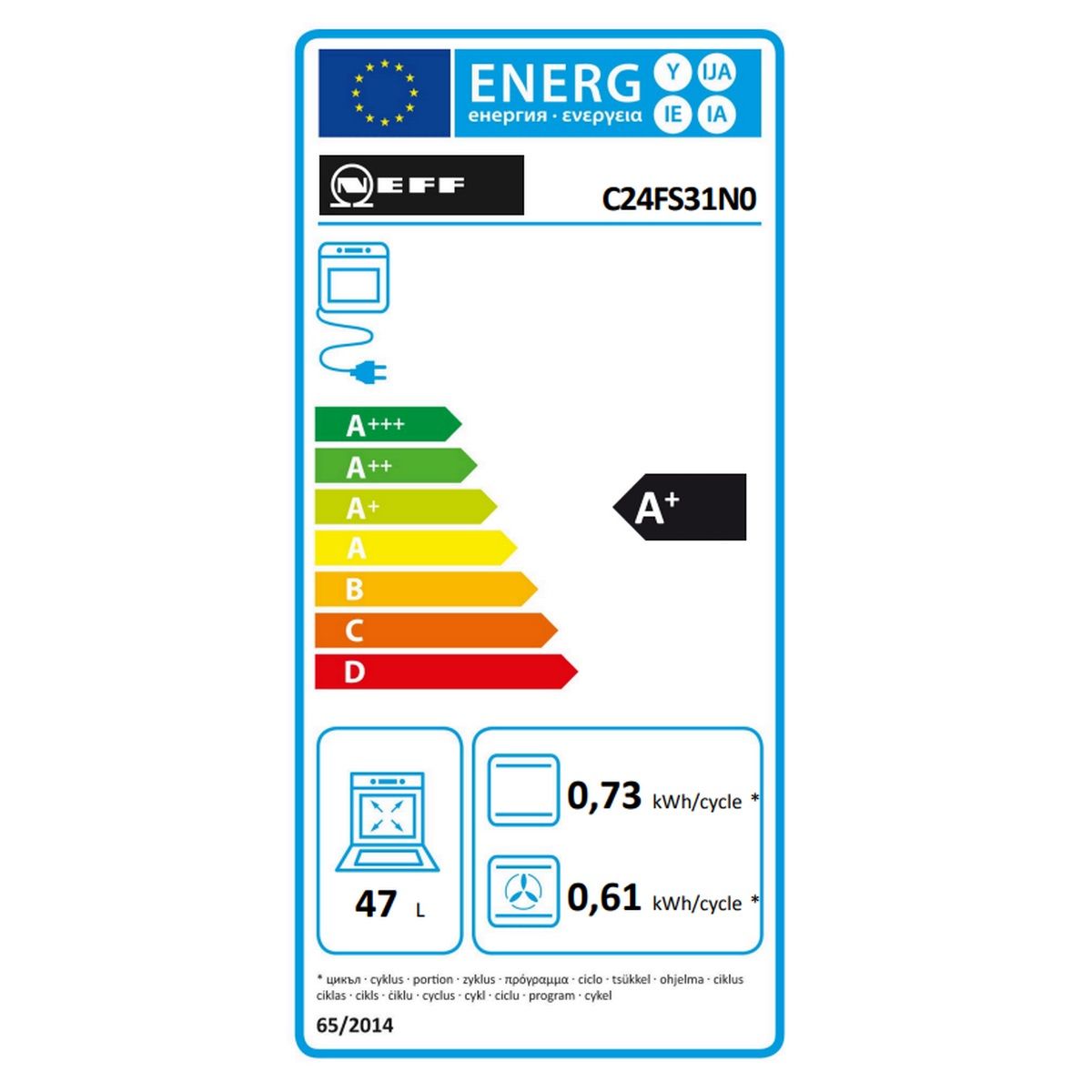 Neff Einbau-Dampfgarer-Kombinationsbackofen 47 l 60 cm A+ EcoClean Schwarz - C24fs31n0