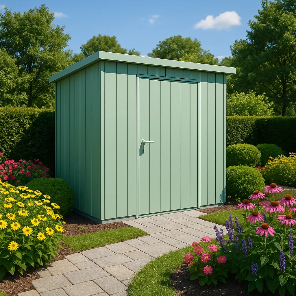 Abri de jardin en acier vert pour usage extérieur, 210 x 190 x 215 cm UHErXTr187eC