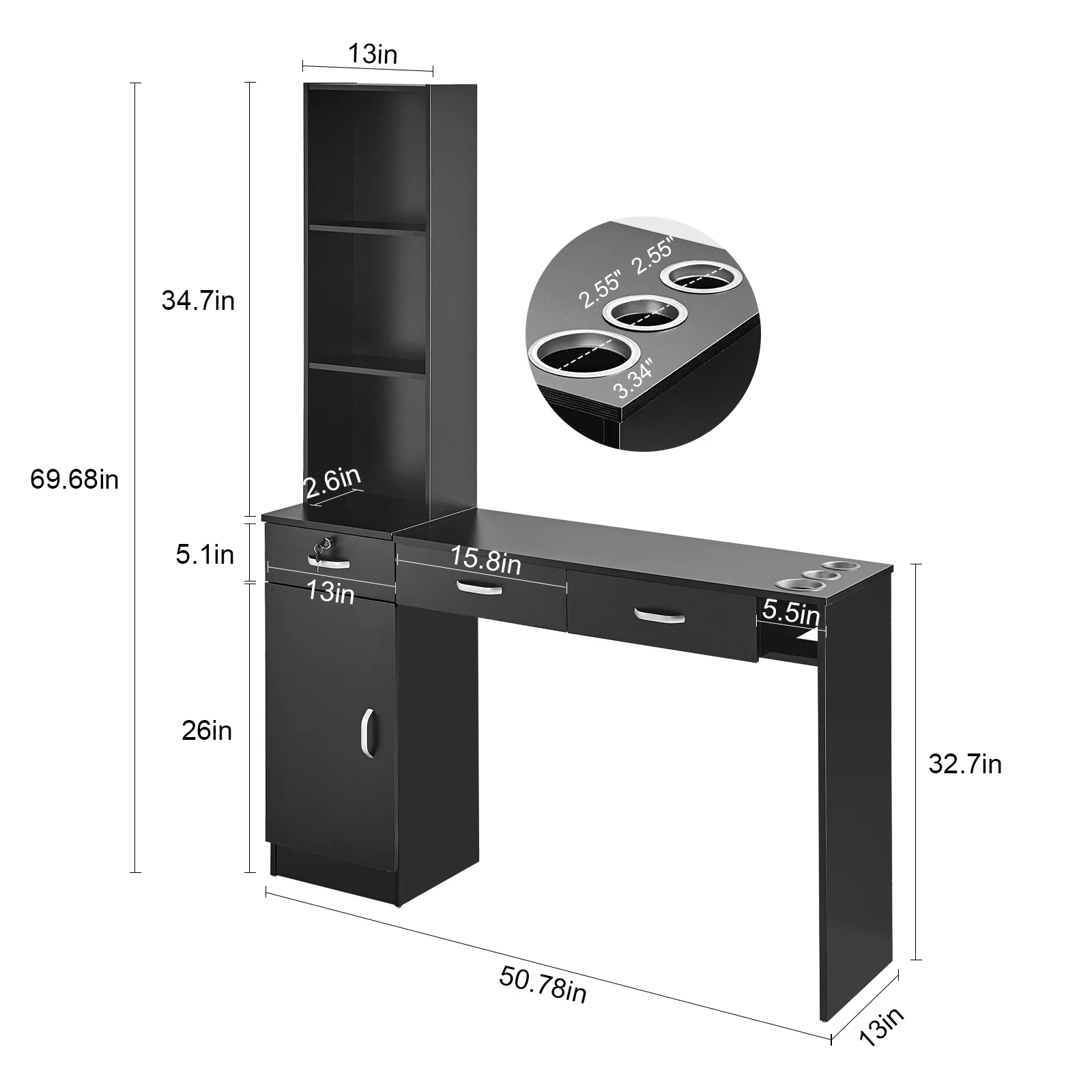 2025 SKYSHALO Wandmontierter Friseurtisch – Schminktisch für Schönheitssalons und Spas.