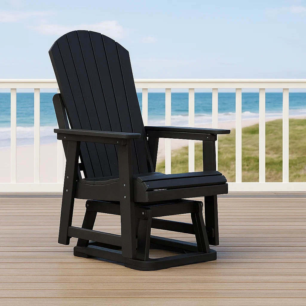 Chaise de jardin en bois noir, 70 x 76 x 115 cm