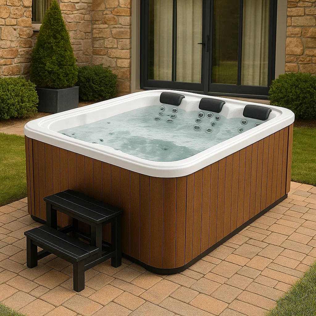 Feste Whirlpools 190x150x80 cm, 3 Personen, quadratisch, hellbraun/weiß VHgFHRJ388rg