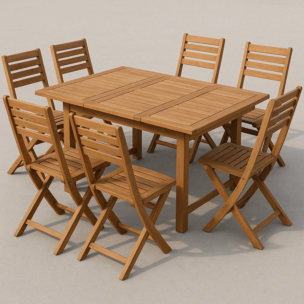 Ensemble de salle à manger de jardin en bois massif brun