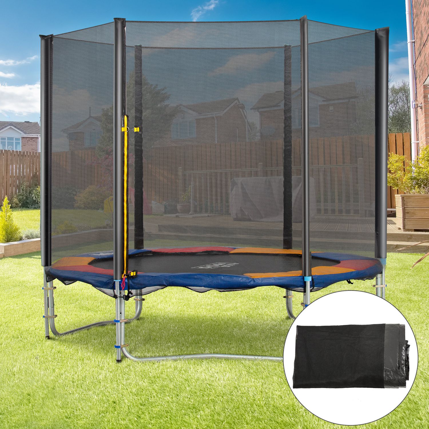 Homcom PE EPE Trampolin-Sicherheitsnetz, Ø305x180 cm, Schwarz