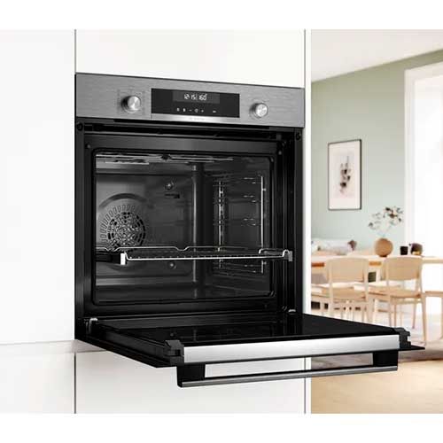 Bosch HBG578ES3 60 cm 71 l Multifunktionsbackofen mit Pyrolyse-Funktion, 3D-Heißluftfritteuse, Edelstahl, Energieeffizienzklasse A+