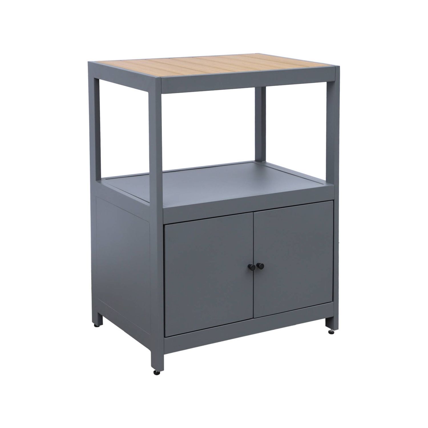 Außenküche aus Aluminium und Polywood mit 2 Türen, Anthrazit