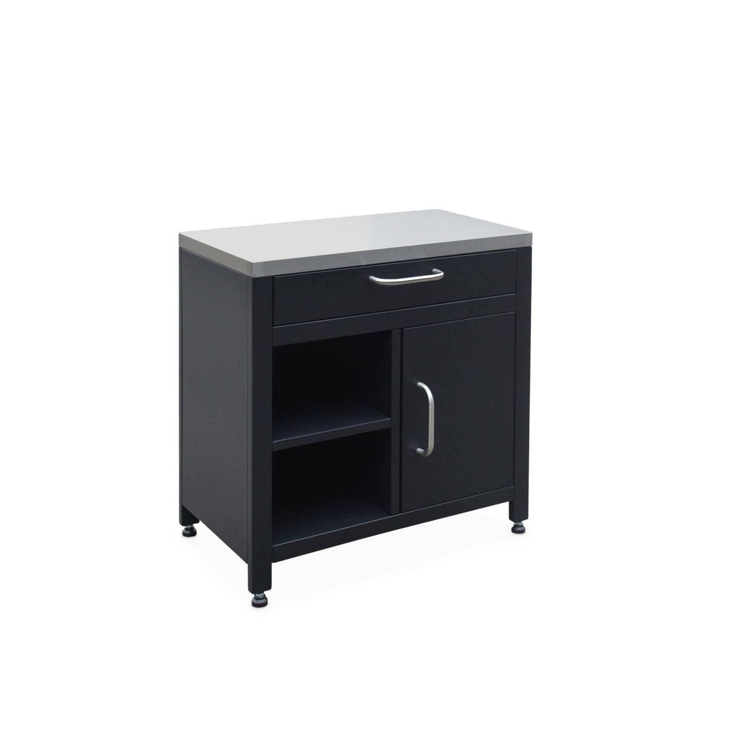 Stahl-Außenküche mit 1 Schublade und 1 Tür, 80 cm, Schwarz
