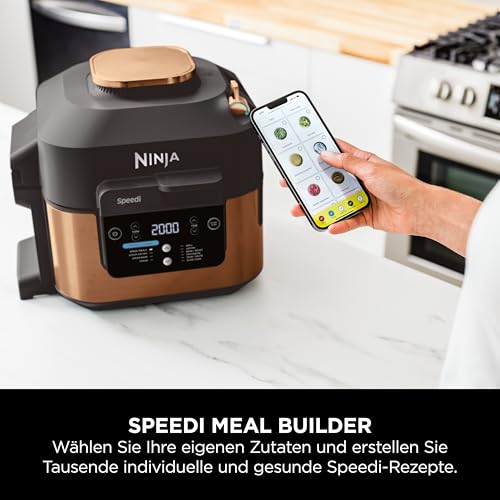 Ninja Speedi Multikocher (2025). 5,7 l. 10-in-1-Multikocher. Heißluftfritteuse. Schongarer. Grill. Backofen. Schwarz und Kupfer ON400EUCP