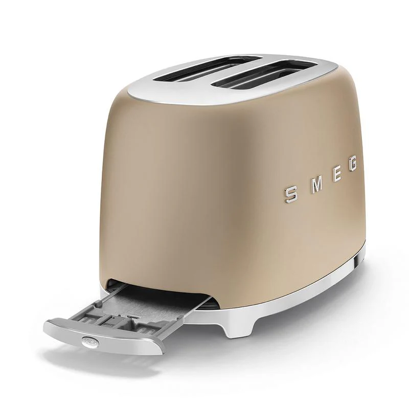 SMEG TSF01CHMUK Retro-Toaster für 2 Scheiben, 2025, Stil der 1950er Jahre – Mattes Champagner-Finish