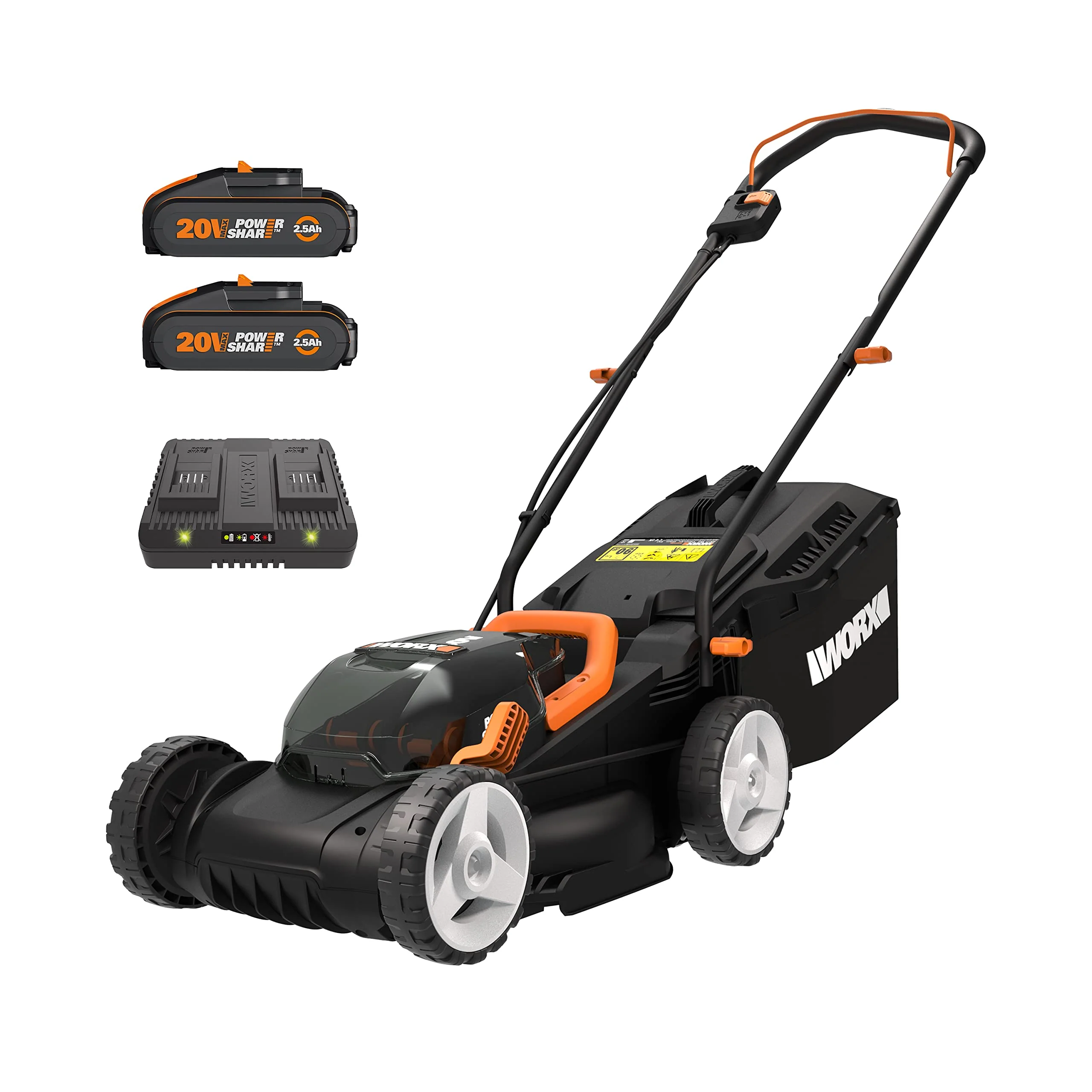 Worx Nitro 34 cm Akku-Rasenmäher (Modell WG779E). 40V PowerShare PRO mit 2 x 2,5Ah Akkus (Akkus und Ladegerät im Lieferumfang enthalten).