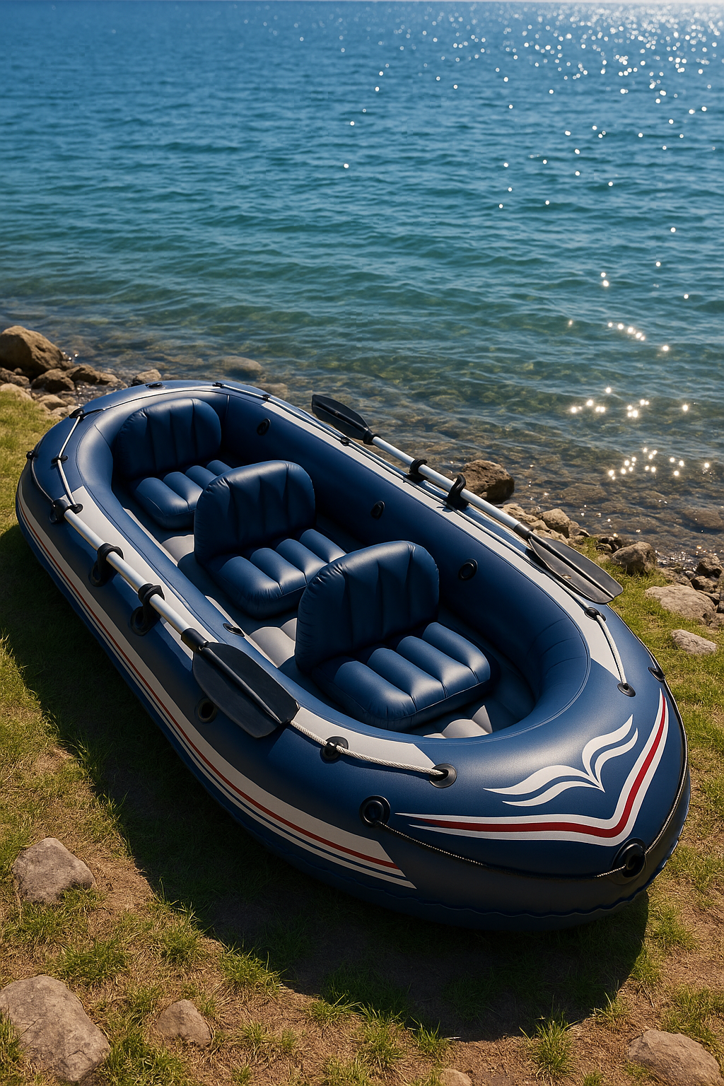 Bateau gonflable pour sports nautiques, en PVC bleu, pour lac, rivière, pêche, loisirs, 310 x 145 x 48 cm MAKHnHP523mY