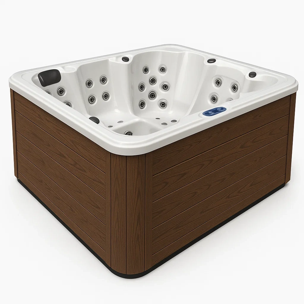 Feste Whirlpools 200x200x80 cm, 3 Personen, quadratisch, Holz/Weiß hZqASjc442lG