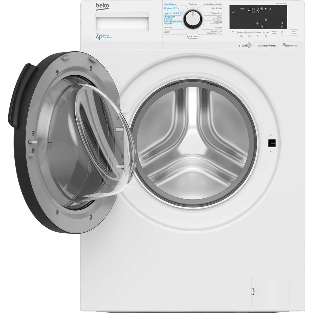 Beko WDW75141 Steam1 Waschtrockner (Modelljahr 2025) mit XL-Tür. 1400 U/min. Mit Dampffunktion.