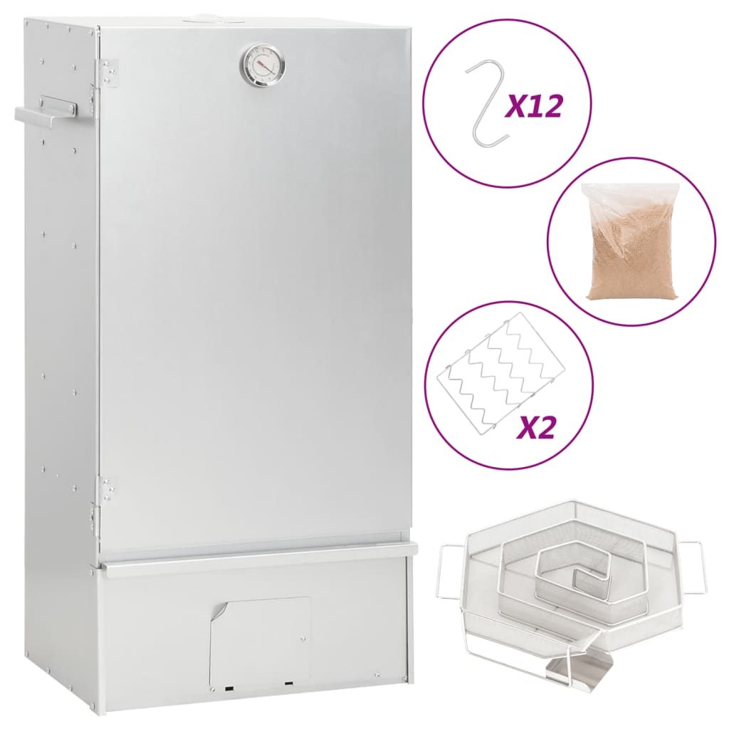 VidaXL BBQ-Smokerofen mit Kaltrauchgenerator, verzinkter Stahl