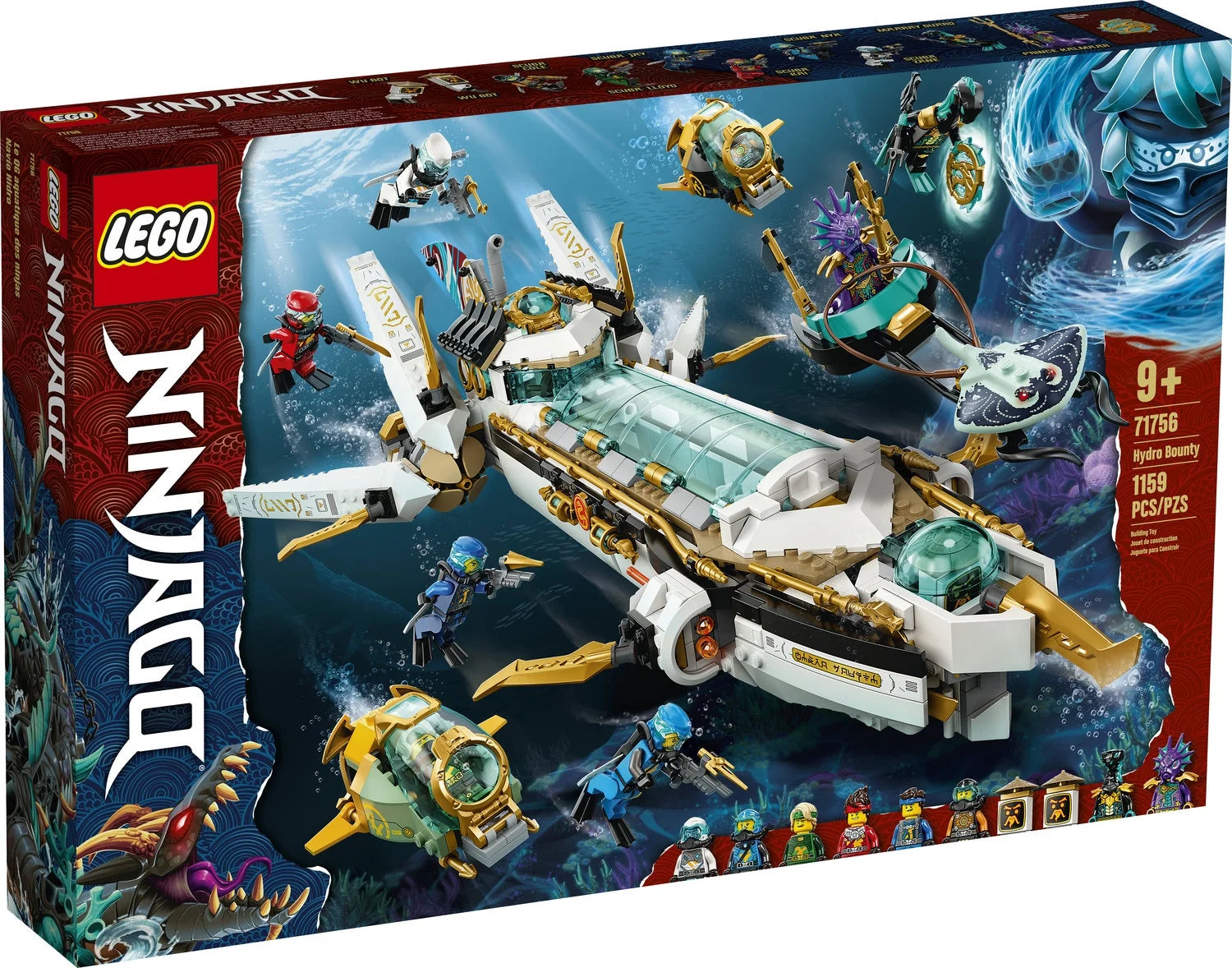 LEGO NINJAGO Hydro Bounty U-Boot-Bauset 71756 mit Kai- und Nya-Minifiguren, Ninja-Spielzeug, Geschenk für Jungen und Mädchen ab 9 Jahren