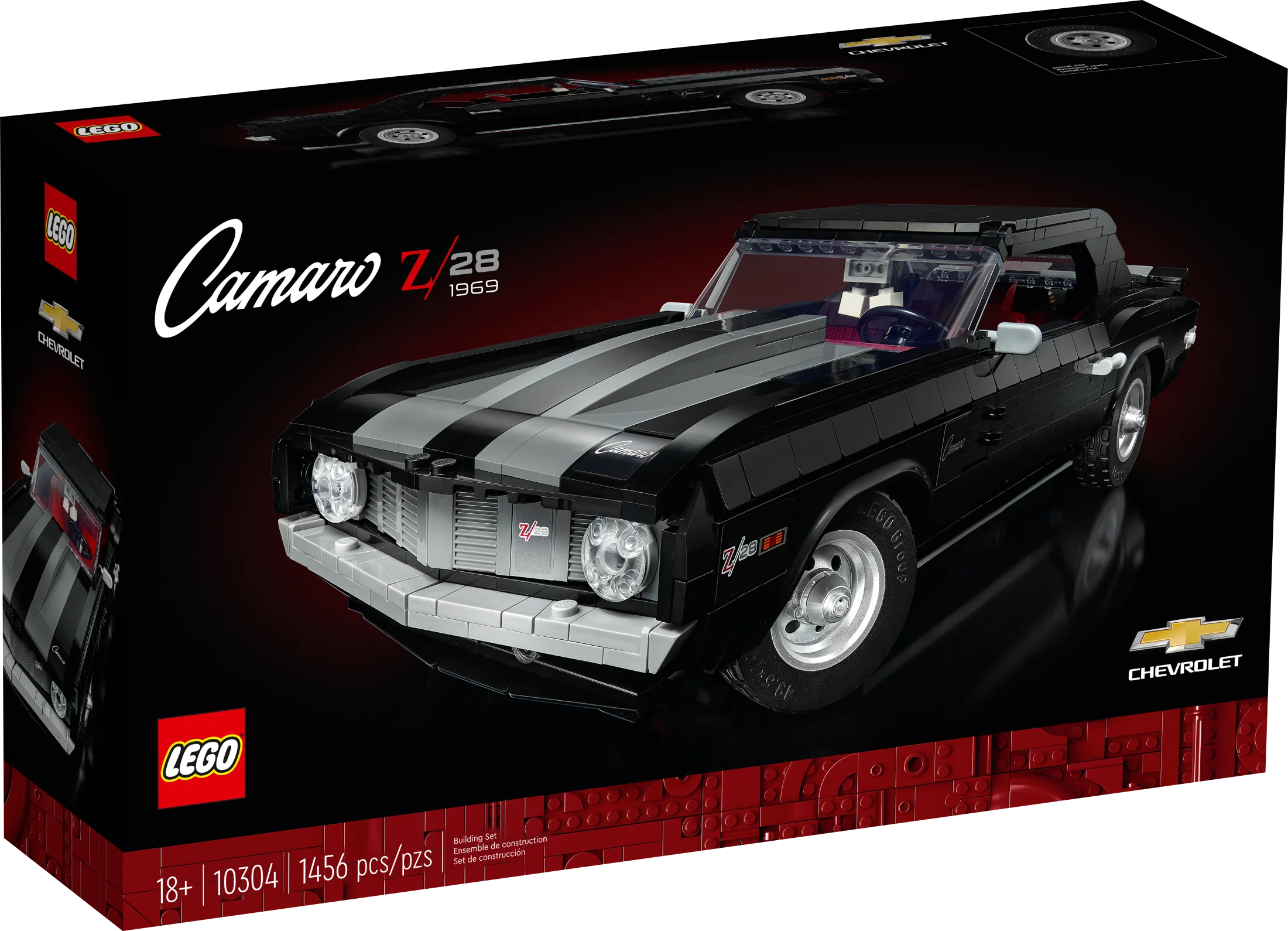 LEGO Icons Chevrolet Camaro Z28 10304 – Individuell gestaltbares Oldtimer-Bauset für Erwachsene, amerikanischer Sportwagen im Vintage-Stil, tolle Geschenkidee