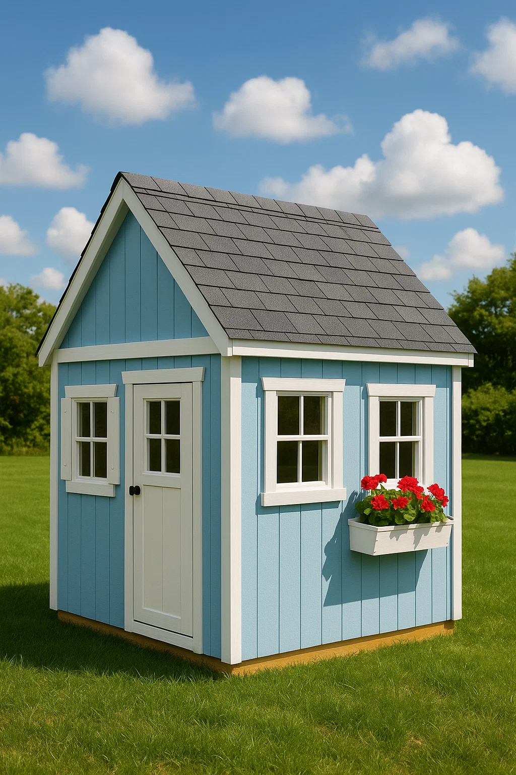 Maisonnette en bois bleu pour enfants avec jardinières blanches pour l'extérieur 120x100x150 cm sKwnGbj146DB