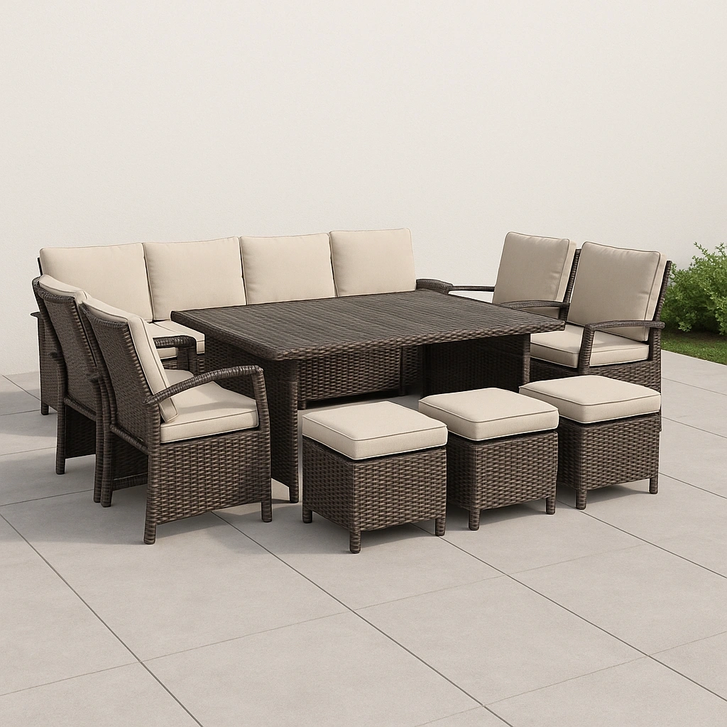 Ensemble de mobilier de jardin en rotin synthétique marron - NSgXrWw540fn