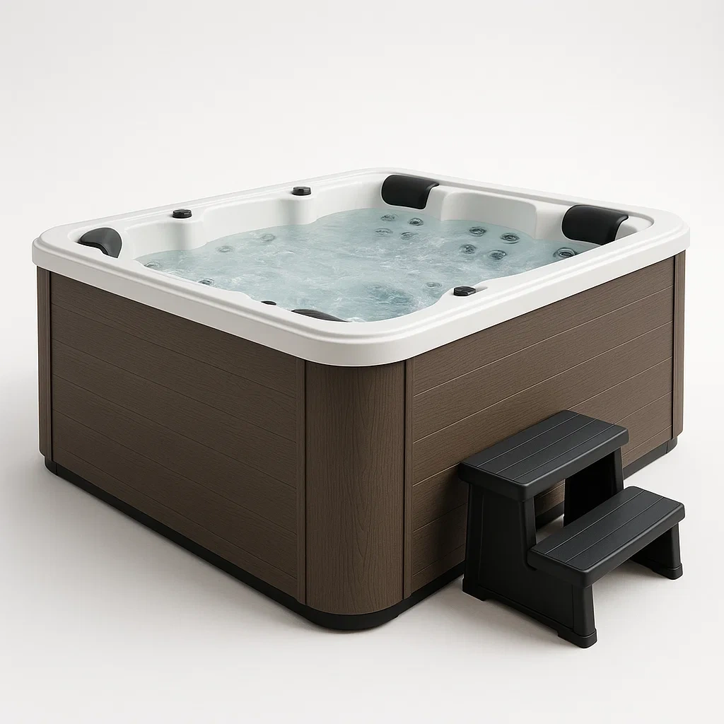 Feste Whirlpools 245 x 245 x 71 cm, 4 Sitze, achteckige Form, braun/weiß, rURJDif405RX