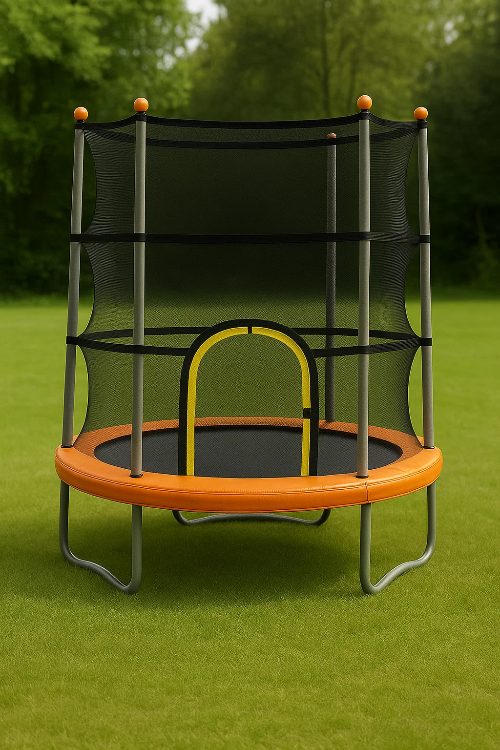 Trampoline rond pour enfants, noir et orange, en PVC et acier, pour jardin, 183 x 183 x 210 cm QxvjzuY130iP