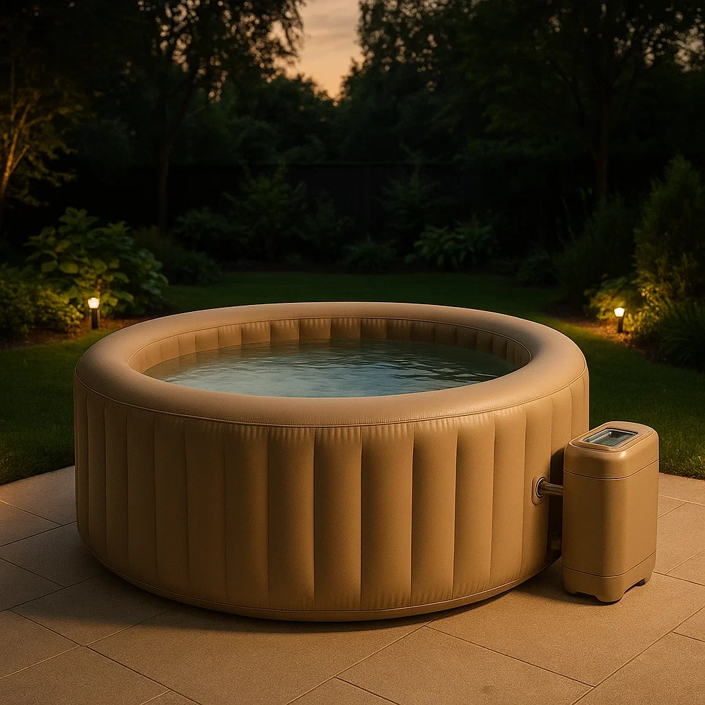 Aufblasbarer Whirlpool, 180 x 180 x 71 cm, rund, für 4 Personen, beige, HFsDJAa341Zg