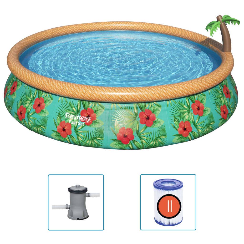 Vidaxl Bestway Paradise Palms aufblasbarer Pool 9677l Mehrfarbig Ø457x48 cm