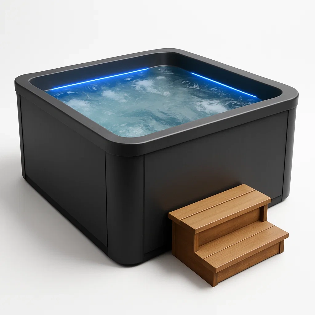 Feste Whirlpools 200x200x80 cm, 4 Sitze, quadratische Form, schwarze Farbe JIwWopb438XA