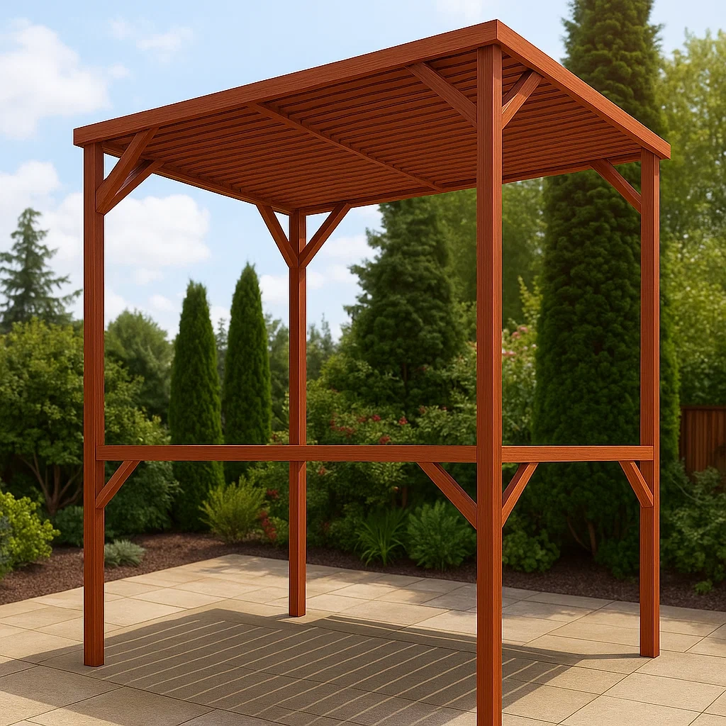 Pergola en bois naturel, installation fixe, 250 x 200 x 300 cm, pour jardin ou terrasse. - cvyrA0BOzt5S