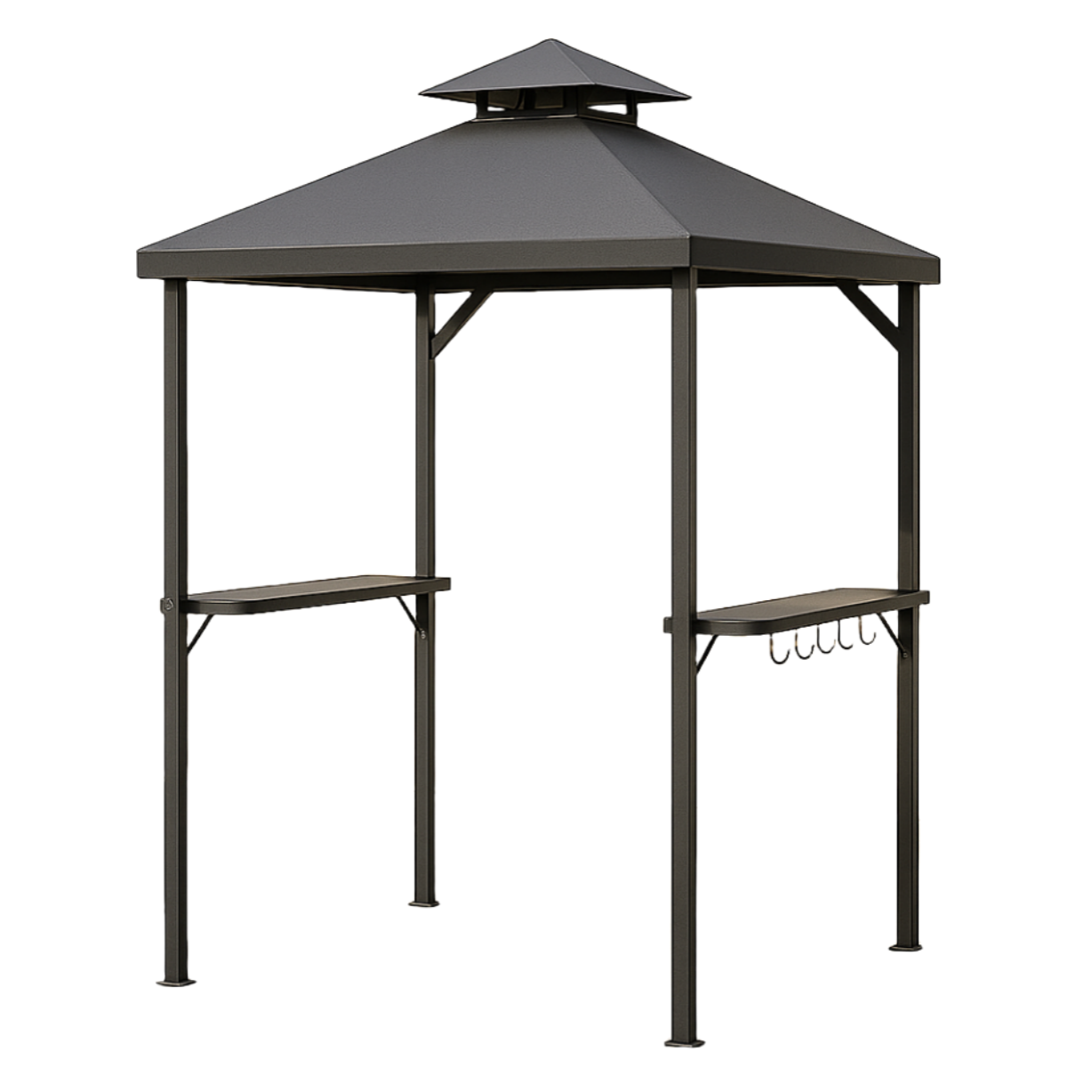 Gazebo de jardin en acier anthracite avec barbecue, 240 x 150 x 255 cm