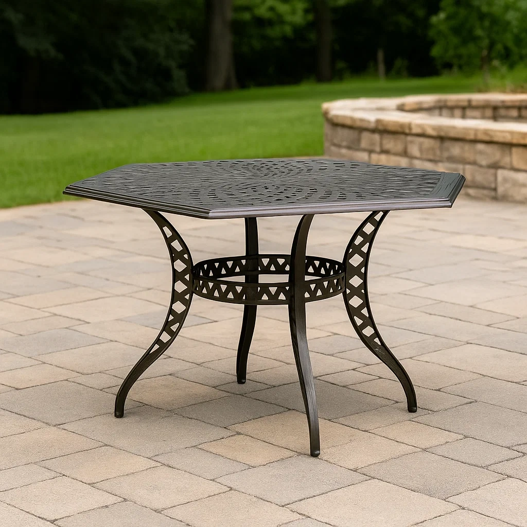 Table de jardin en aluminium noir, 135 x 135 x 76 cm