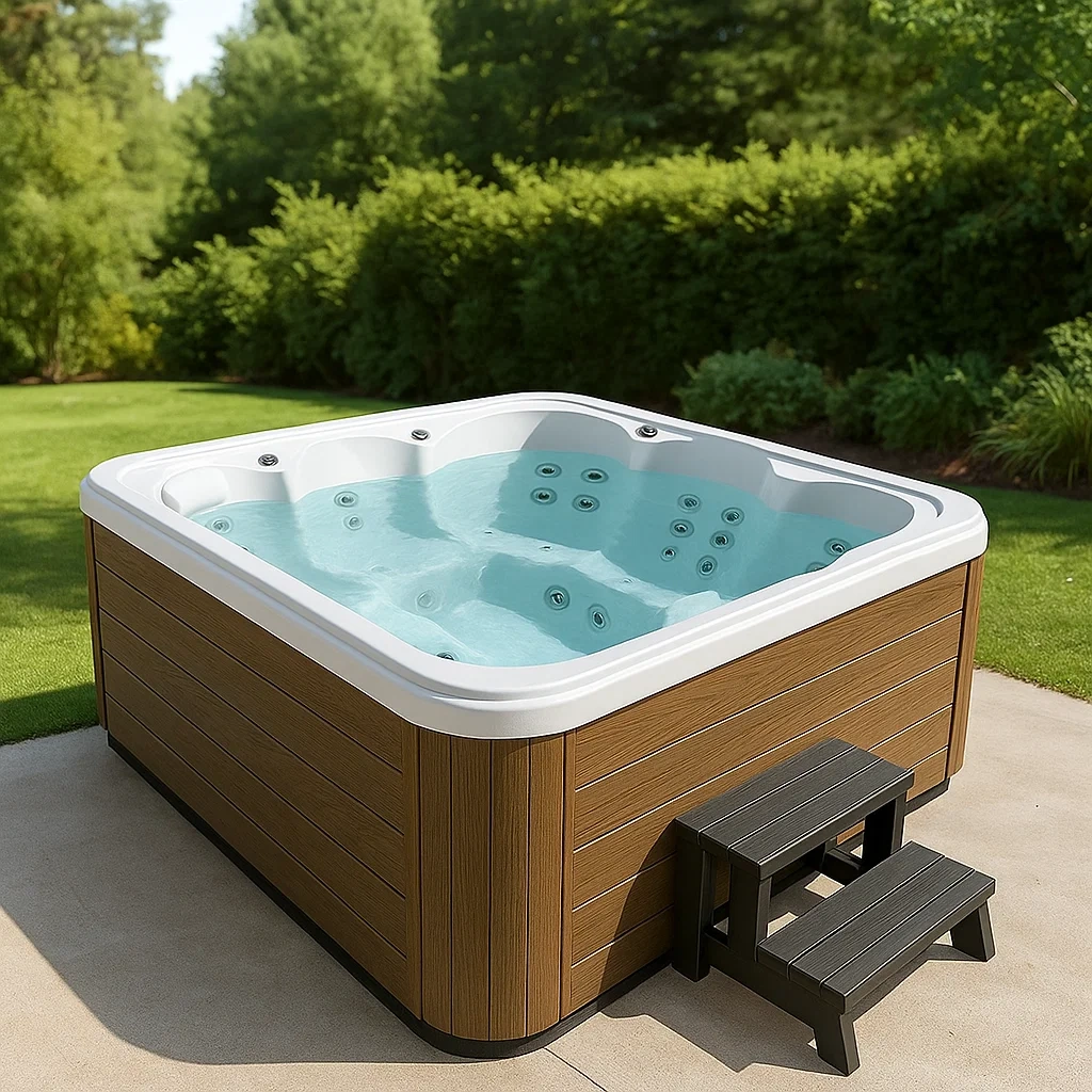 Feste Whirlpools 200x200x85 cm, 3 Personen, quadratisch, Holz/Weiß JMEeIui441Pr