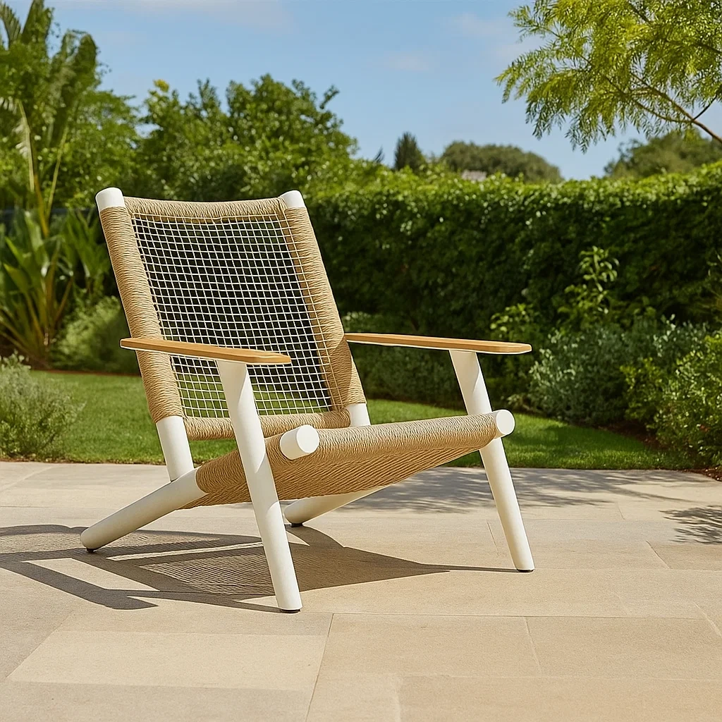 Chaise Adirondack, blanche, en aluminium, pour jardin ou terrasse, 62 x 66 x 93 cm