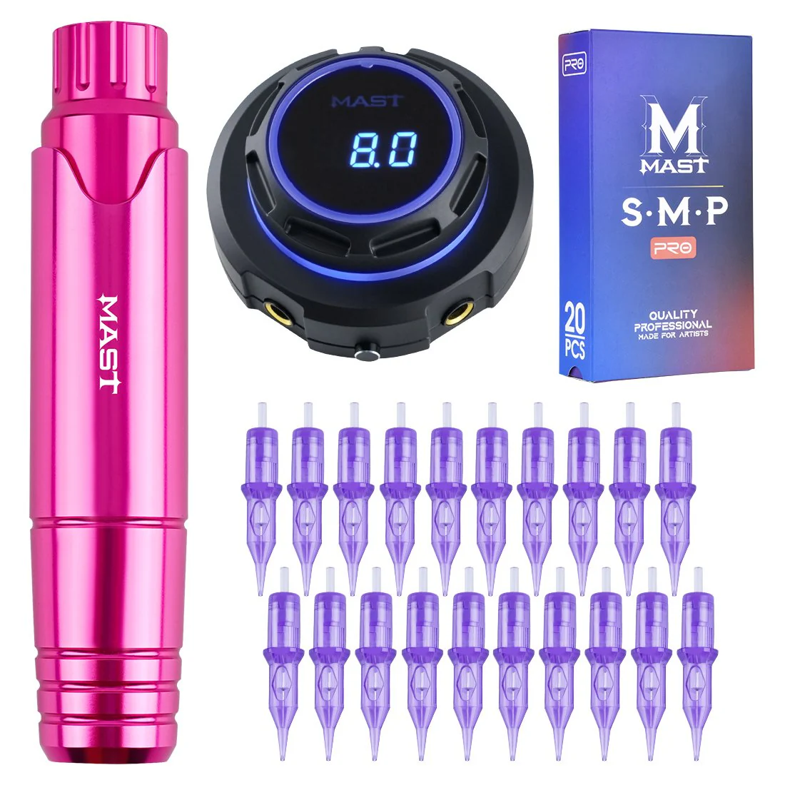 Mast P10 Tattoo-Maschinen-Set mit Halo-Netzteil – SMP