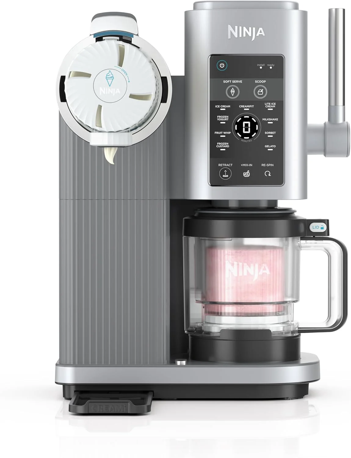 Ninja Swirl Eismaschine von CREAMi (Modelljahr 2025). Sorbets, Milchshakes, Frozen Yogurt, kalorienarmes Programm und vieles mehr. 13-in-1-Funktion. Mit Softeishebel. (2) 473-ml-CREAMi-Swirl-Behälter. Für Kinder und alle Altersgruppen. Modell NC701